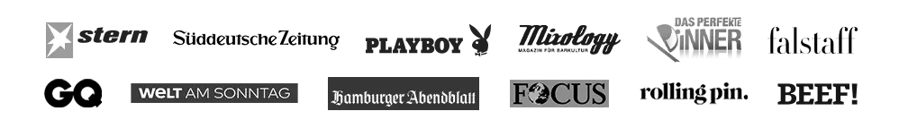 Stern, Welt am Sonntag, Playboy, Focus, Das Perfekte Dinner, Beef, Mixology, Fallstaff, Gin.
