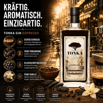 Tonka Gin, Tonka Gin espresso,  Gin Espresso, Espresso Gin.