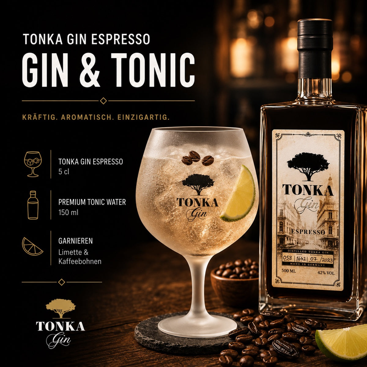 Tonka Gin, Tonka Gin espresso,  Gin Espresso, Espresso Gin.