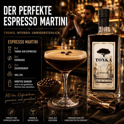 Tonka Gin, Tonka Gin espresso,  Gin Espresso, Espresso Gin, Espresso martini.