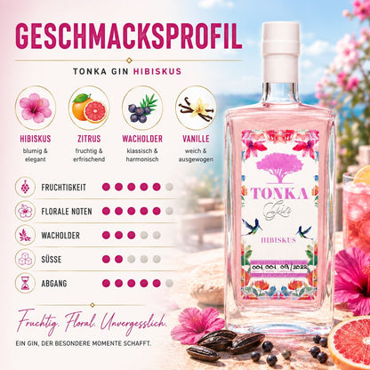 Hibiscus Gin, Gin Hibiscus, Tonka Gin Hibiscus, Gin Geschenk, Gin Hibiskus, Hamburger Gin.