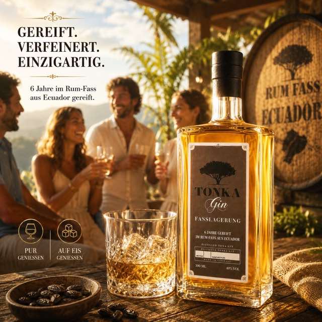 Gin Fasslagerung, Rum - Fasslagerung, Tonka Gin Fasslagerung.